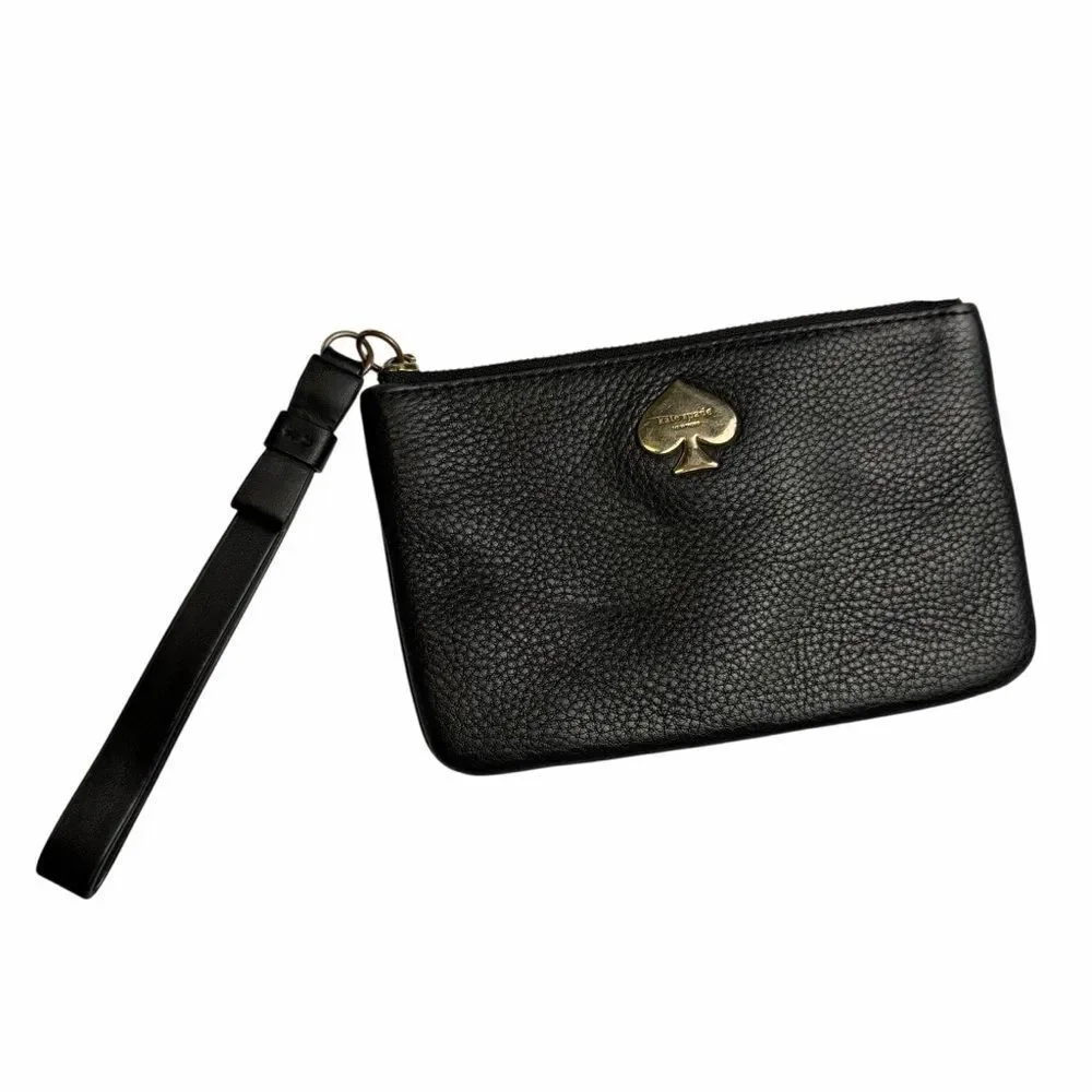 Kate Spade Black Leather Zipper Wristlet purse